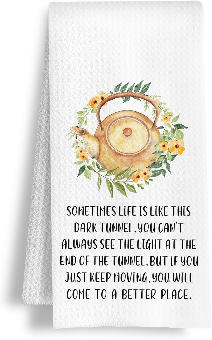 ArtisaEura Inspirational Life Quote Kitchen Towels, Motivational Saying Dish Tea Hand Towels for Kitchen Bathroom Decor, Positive Affirmation Gifts for Women, 16x24 Inch