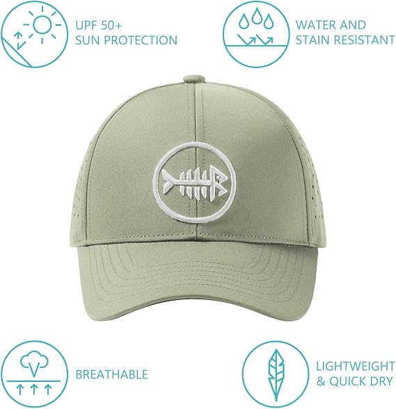 Bassdash UPF 50+ Quick Dry Baseball Cap Water Resistant Laser Cut Mesh Snapback Hat for Men Women Fishing Hiking FH14