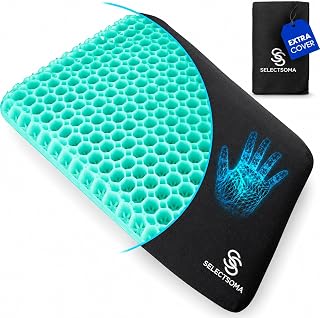 Gel Seat Cushion for Sitting, Pressure Relief for Tailbone and Back (Green)