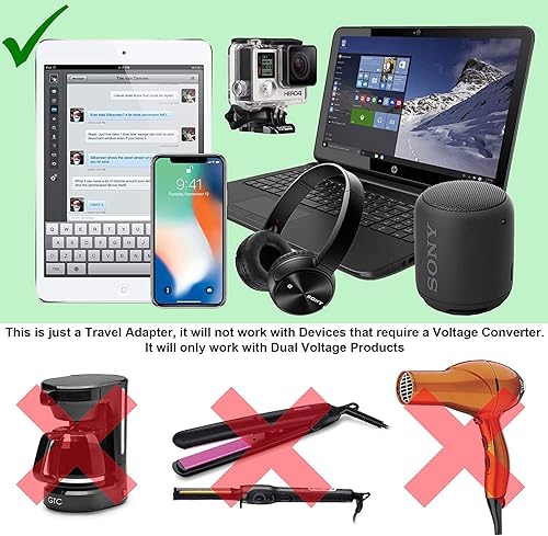 Miniatura 4 de OREI Adaptador de viaje 3 en 1 Italia con USB y protección contra sobretensiones - Tipo L con conexión a tierra - Italia y más - Certificado CE -