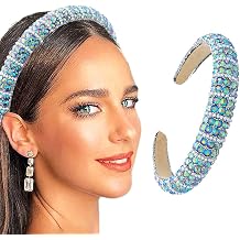 Rhinestone Headbands Bling Crystal Beaded Headband Thick Padded Hairbands Fashionable Handmade Hair Accessories for Women