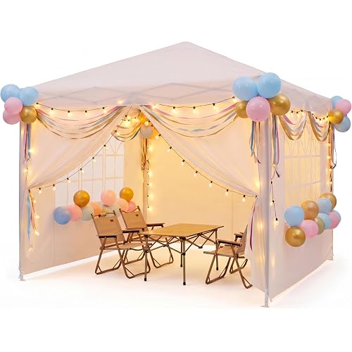 10x10 ft Party Tent, Heavy Duty Pop Up Commercial Canopy with 4 Removable Sidewalls, Waterproof Outdoor Wedding Event Shelter for Patio Backyard Gathering, White
