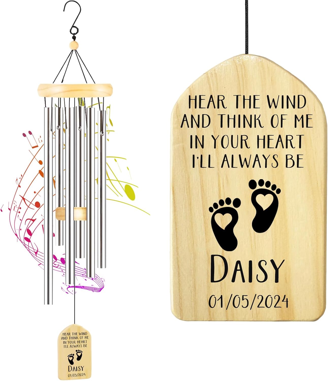 Personalized Memorial Wind Chimes for Loss of Baby Custom Sympathy Wind Chimes Baby Miscarriage Gift for Mother Personalized Angel Baby Memorial Gifts
