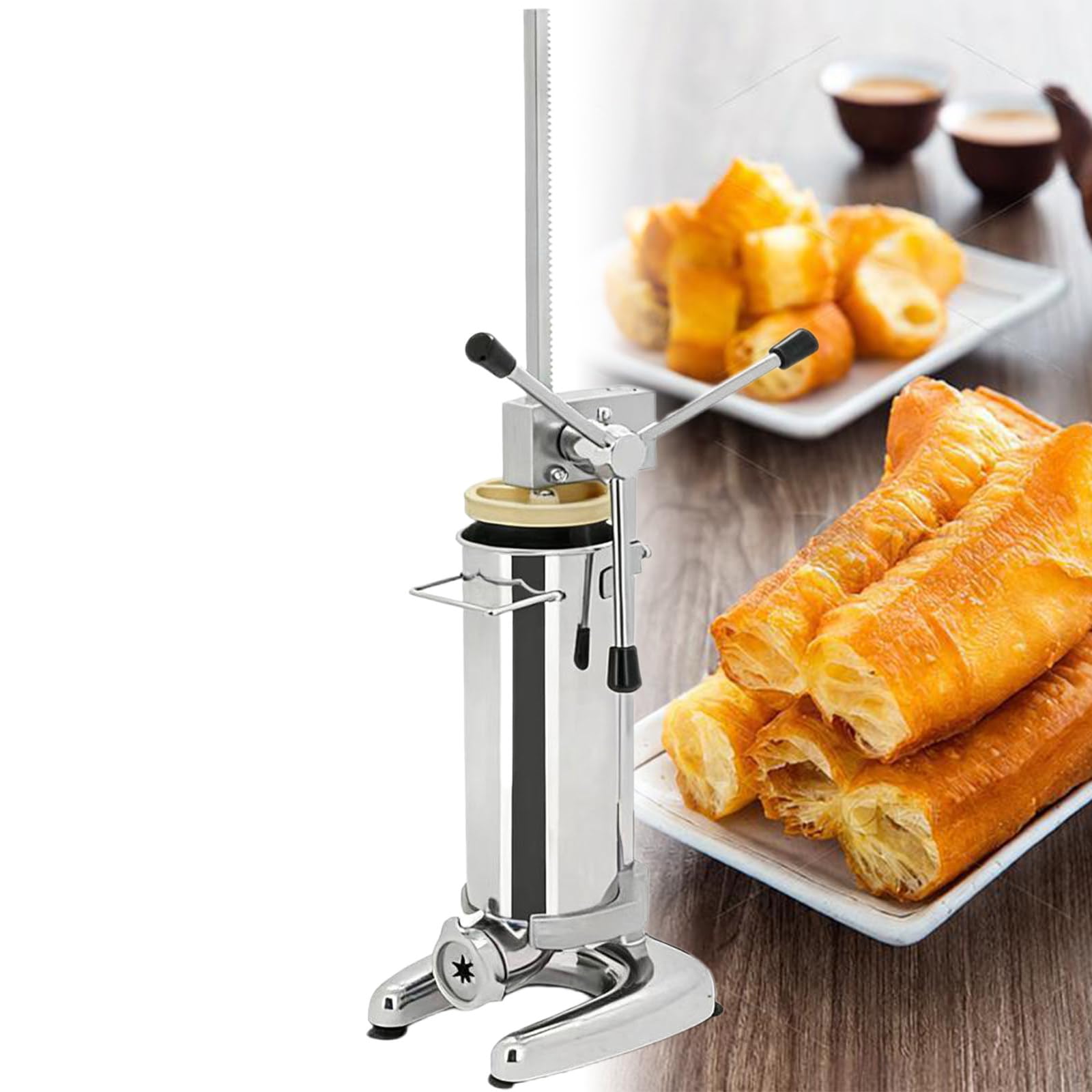 Komercyjna ręczna maszyna do wypieku churrosów, pionowa maszyna do hiszpańskich churrosów, pojemność 2 l/3 l, wyposażona w 5 form, odpowiednia do piekarni i domów 3L
