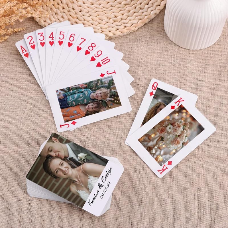 Benutzerdefinierte Paare Fotos Spielkarten 54 Kartendeck Personalisiert mit Ihrem Foto Weihnachten Poker Karte Geschenk für Ihn Hochzeit Gästebuch Alternative
