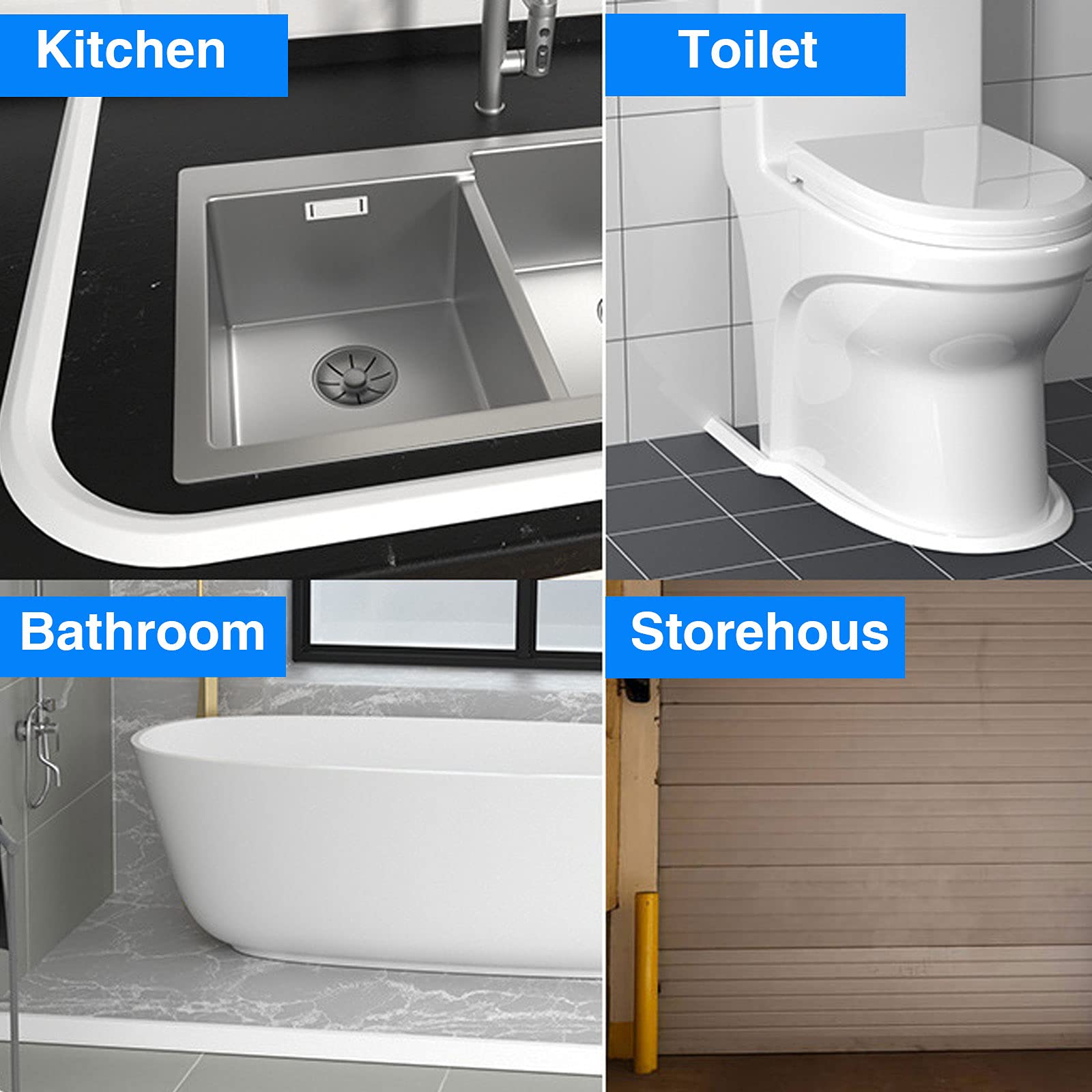 Barrera de agua de ducha de silicona negra, impermeable, plegable, sello de suelo, separador de habitación húmeda y protector de ducha para un bloqueo eficaz del agua, solución de drenaje de 180 cm