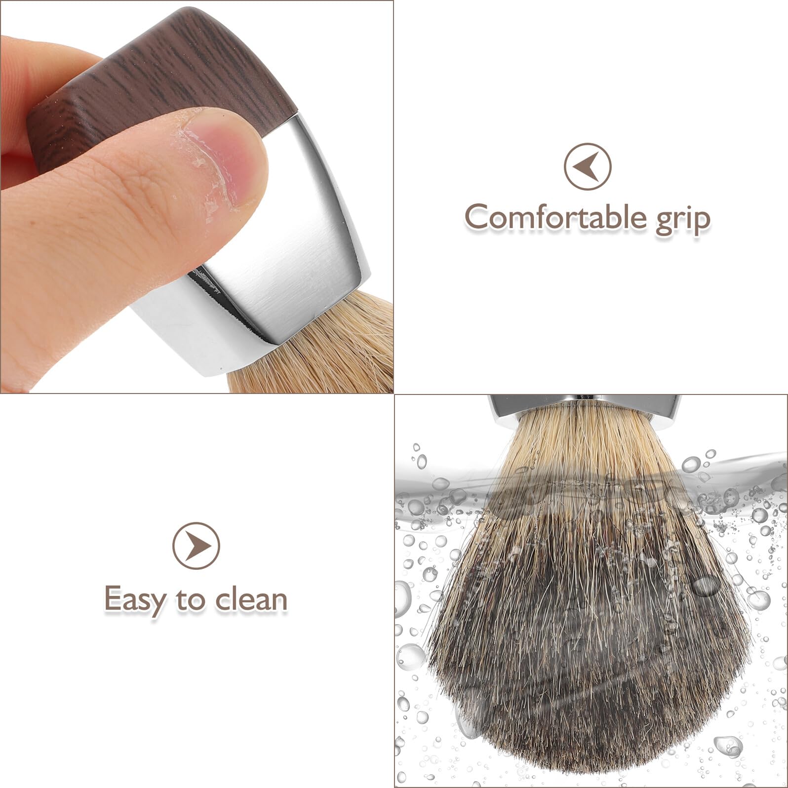 Pennello da Barba in Tasso 3001, Legno e Metallo, Coffee | Impugnatura Salda, Delicato su Tutti i Tipi di Pelle, Accessorio Uomo per Rasatura e Cura del Viso