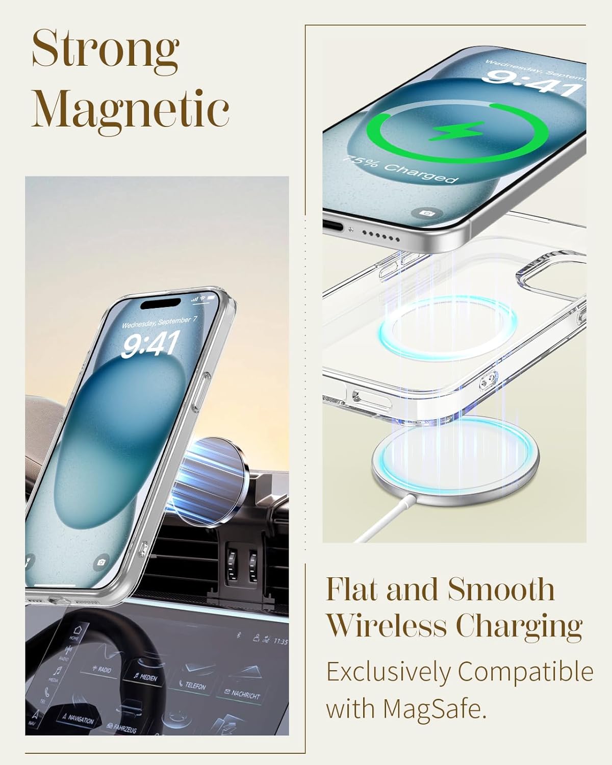 Loheckle for iPhone 15 Plus/14 Plus Case with Stand- Compatible with MagSafe Women Girls Cute Clear Girly Aesthetic Unique Design Soft TPU Built-in Stand Phone Cover for Apple 15/14 Plus, Bow - Image 3