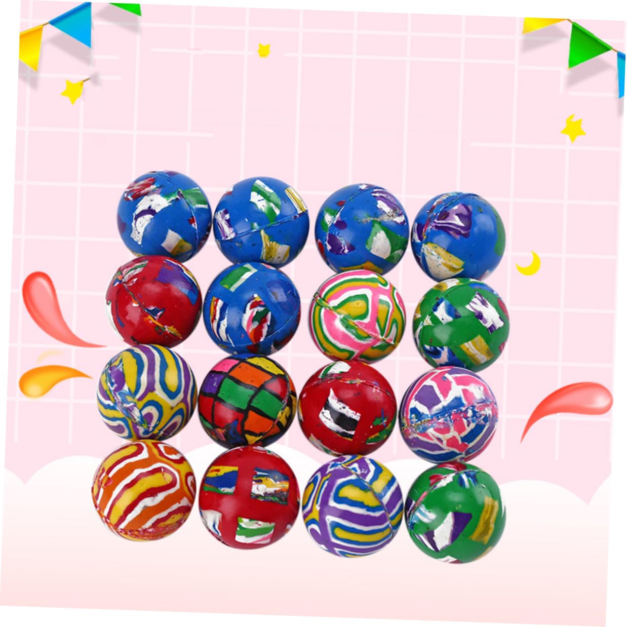 ERINGOGO Palline Rimbalzanti in Gomma da 32mm, Confezione da 100 Pezzi | Palline Rimbalzanti, Morbide e Alta Elasticità, per Compleanni e Festa dei Bambini, Gioco per Bambini