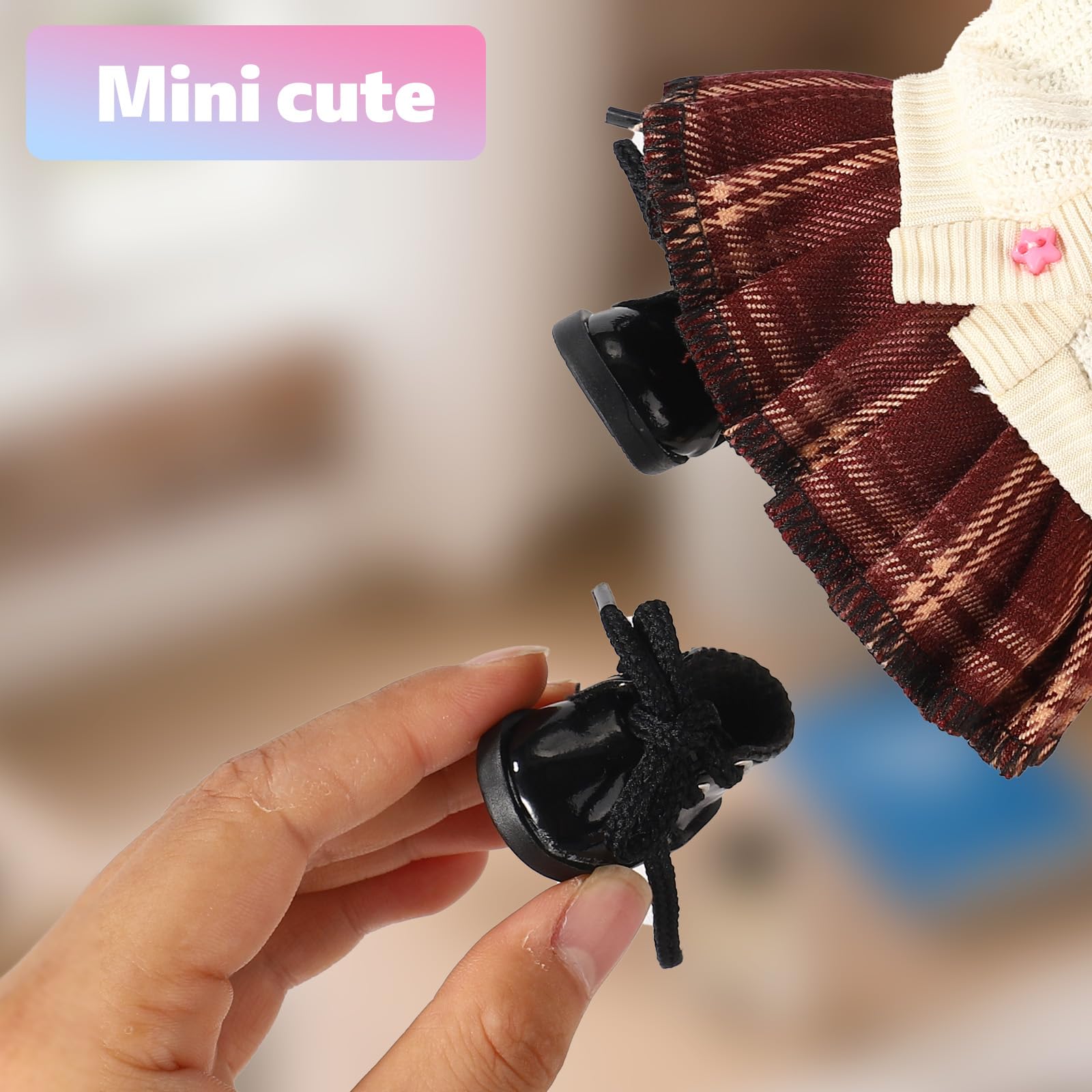 3 Paia di Scarpe per Bambole, 3 Colori in Vinile Mini Scarpe Giocattolo Carine Accessori Abiti Delicati alla Moda per Bambole da 17 cm (Nero, Bianco, Marrone)