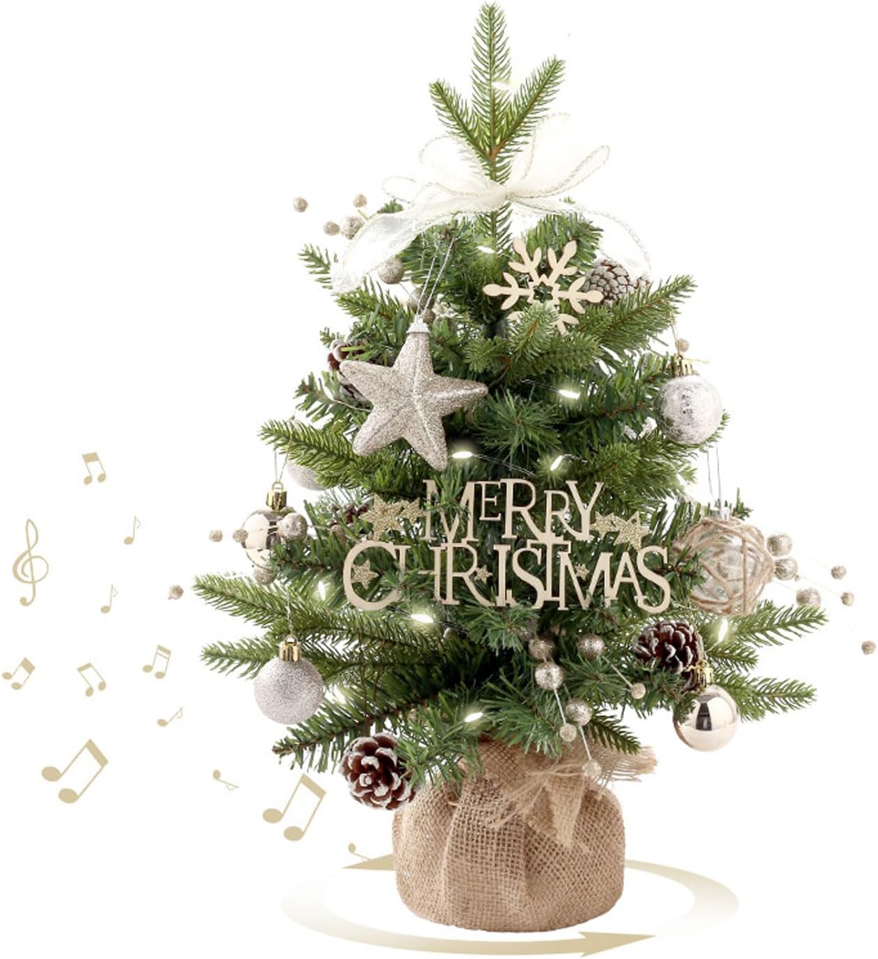 Tabletop Christmas Tree with Rotating Music Box for Christmas Decorations Home Indoor Artificial Pine Trees New Year Home Decor Collectibles image 2