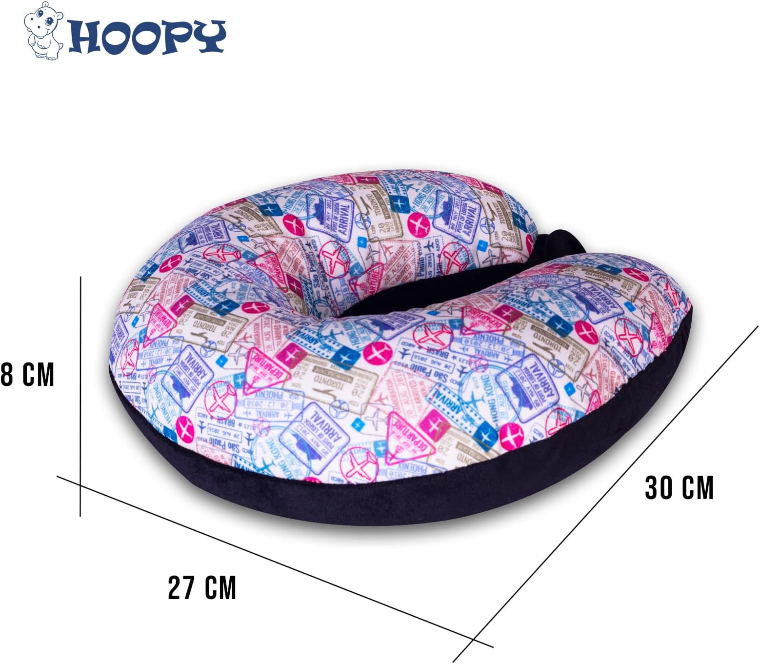 Travel Neck Pillow in Soft Fabric for Head, Neck, Shoulder Support Filled with High Density Microbeans Filling | Multi Purpose Neck Pillow| Neck Rest | Neck Pain | Travel Print