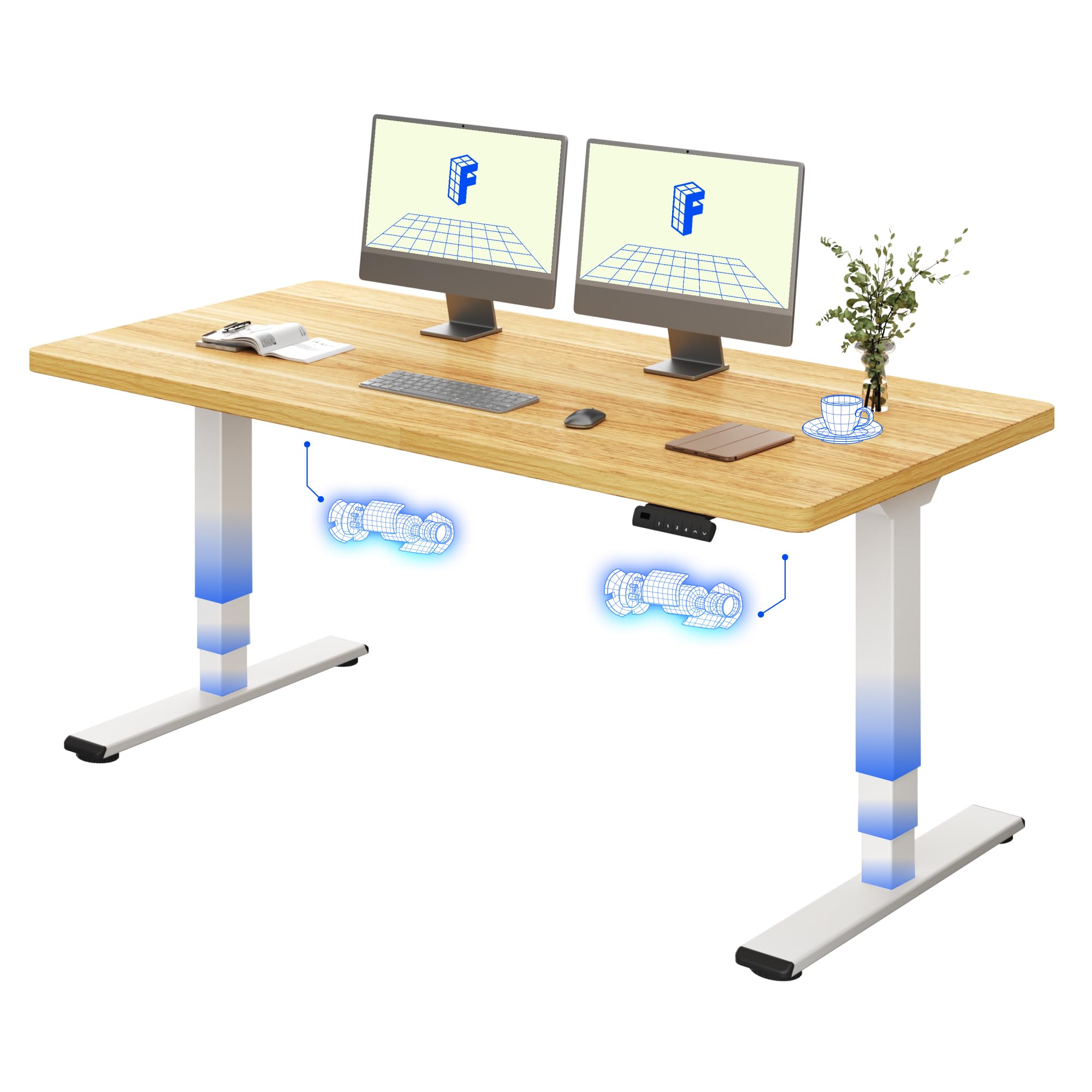 FLEXISPOT Scrivania Regolabile in Altezza Elettrica 160×80 cm con Doppio Motore, Piano Unico da 25 mm, Gambe Telescopiche a 3 Sezioni EC5 LITE