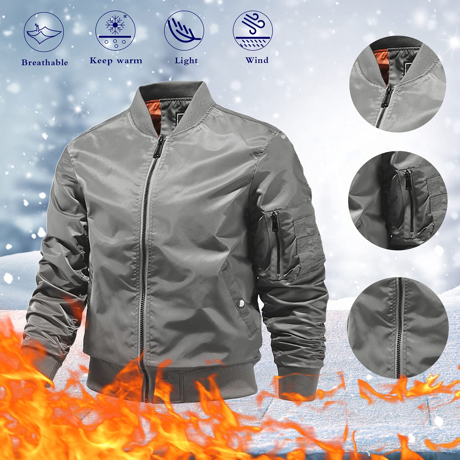 Giacca invernale calda in pile da uomo casual inverno primavera autunno aviatore collo alto uomo cappotto primavera autunno antivento