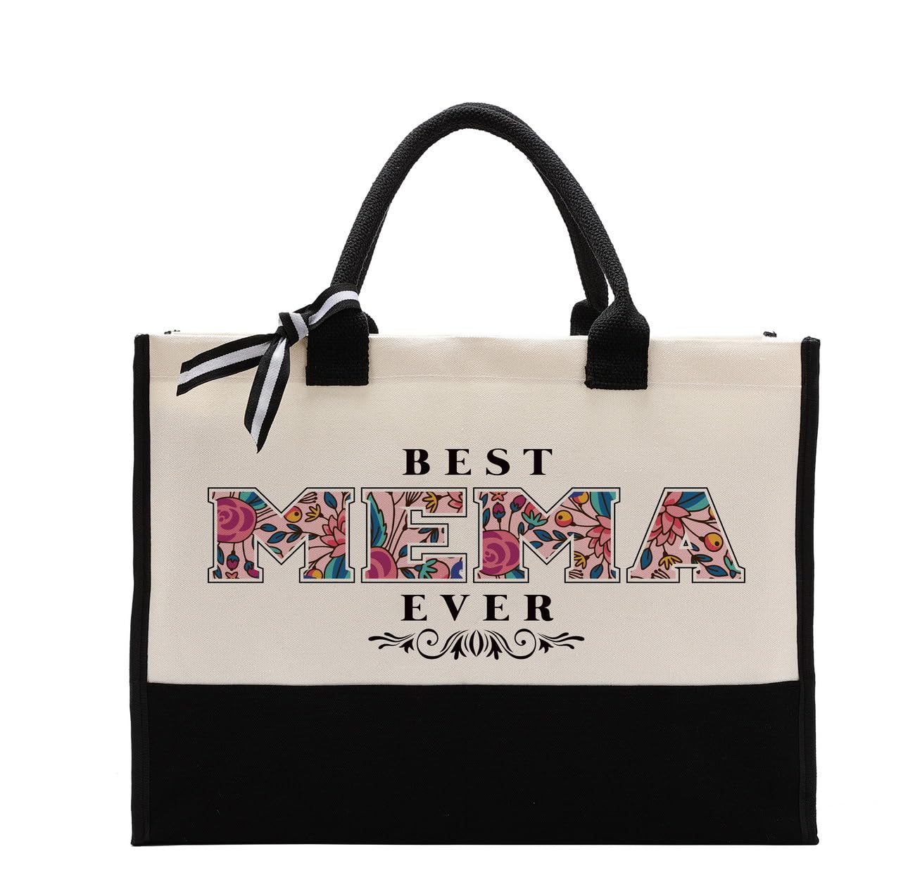 Cotton Canvas Tote for Women, Beach Canvas Tote Gift for Gifting, Best Mema Ever Gifts Travel Bag