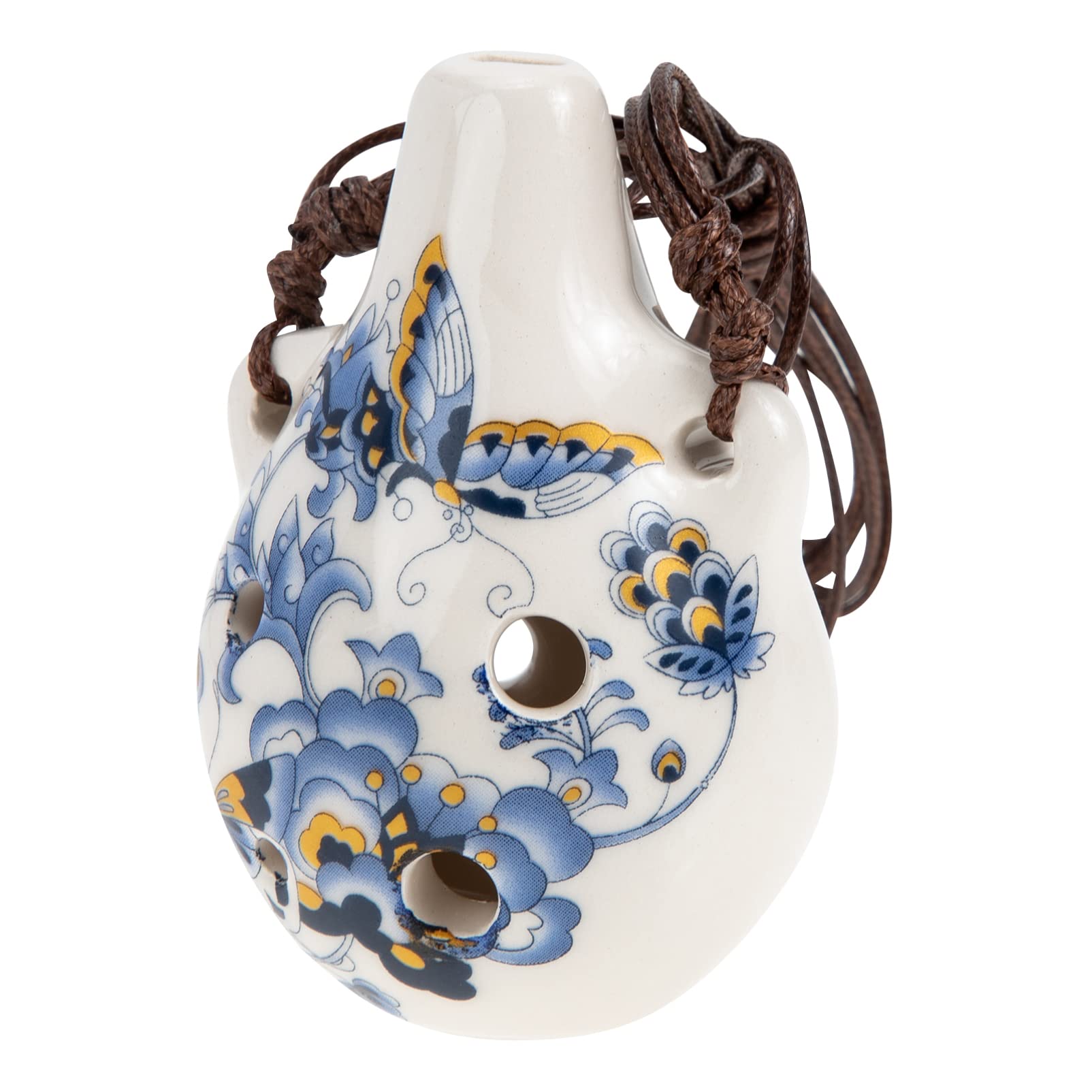 MILISTEN 6 Loch Ocarina Glazed Keramik Ocarina Instrument Alto C Anhänger Ocarina Halskette Flöte Weinflasche Stil China Blau für Kinder Erwachsene Anfänger (Schmetterling)