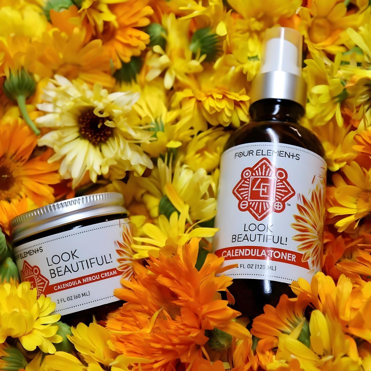 Four Elements 4E Look Beautiful! Calendula Toner, 4 FL OZ - 1st Place Winner in The Luscious Cream and Lotions Category at The International Herb Symposium Product Contest 2023