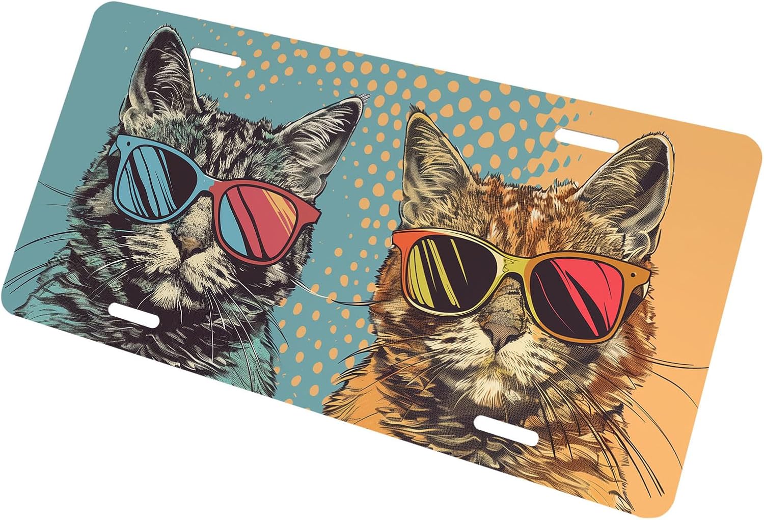 Funny Cat Front License Plate for Men Cat Wearing Sunglasses Car Vanity Plates Decorative Aluminum Metal Cute Novelty License Plate for Women 6x12 Inch (4 Holes) image 3