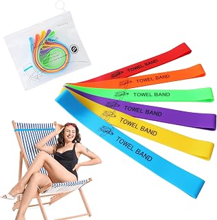 6 Packs Towel Band for Beach Pool Lounge Chair Strap Clip Women Gift Cruise Ship Essential Travel Must Haves Fashion Clothes Tote Bag Toy Dress Cover Hat Pant Game Ball Mesh Cooler Six
