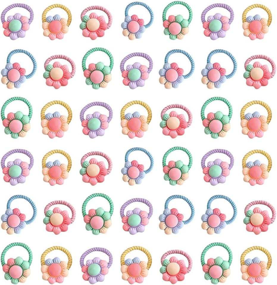 GSHLLO 100 Pcs Small Cartoon Hair Ties Colorful Animal Hair Bands Fruit Flower Hair Ropes Cute Design Hair Elastics Decorative Ponytail Holders for Pets Animals A