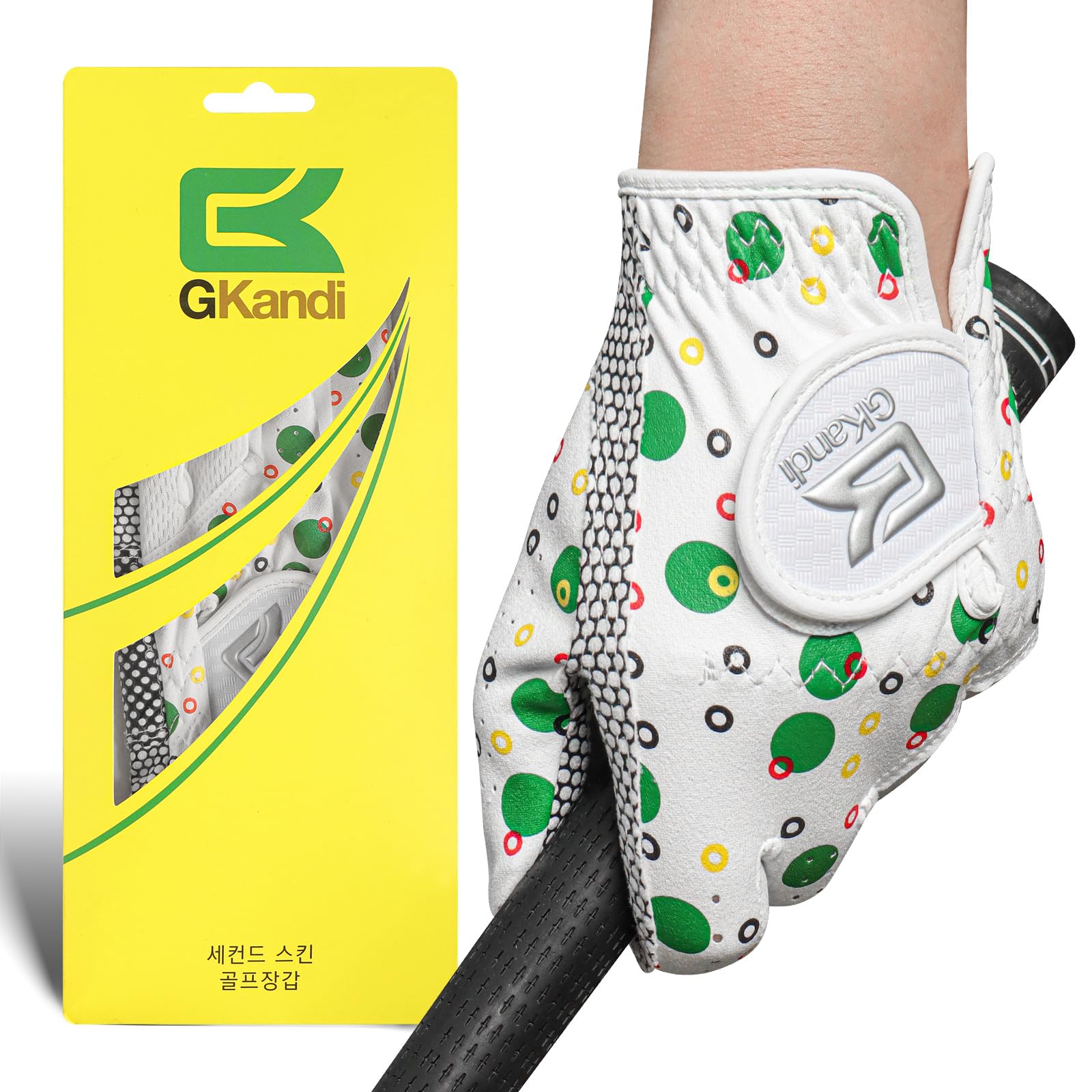 Golf Gloves Kids Junior Upgrade Grip Stylish 1 Pack, All Weather Breathable Gloves for Left Right Hand Youth Toddler Boys Girls (Green, L, Left)