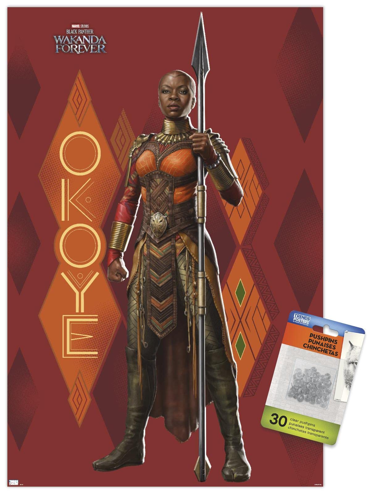 Póster Marvel Black Panther Wakanda Forever con chinchetas para pared de habitación