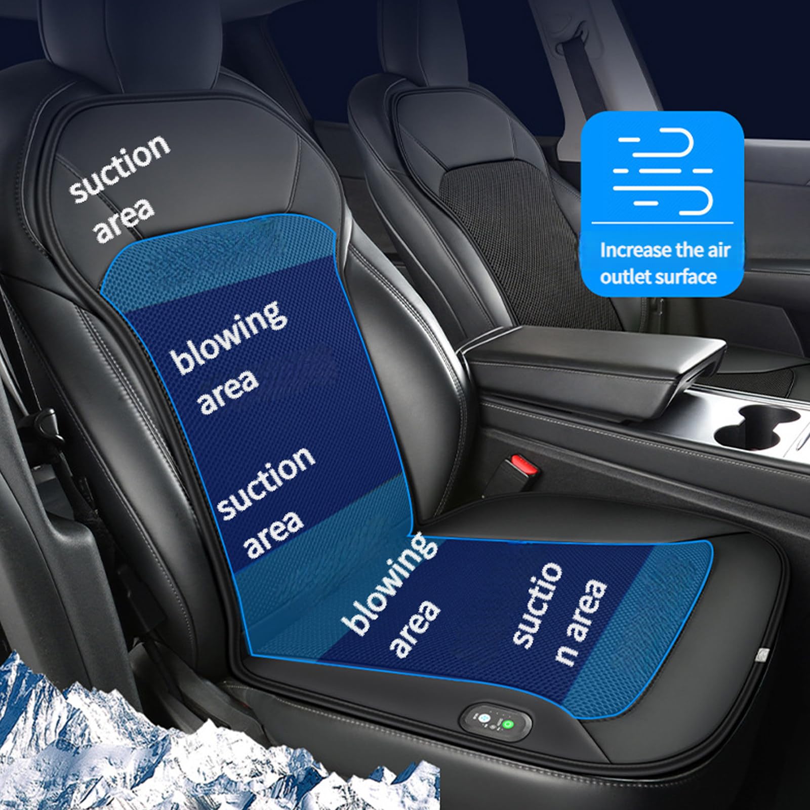 Coprisedile rinfrescante Estivo per Sedile Anteriore Auto, Cuscino rinfrescante 3 in 1 con Massaggio e Temperatura per conducenti e Ufficio,E