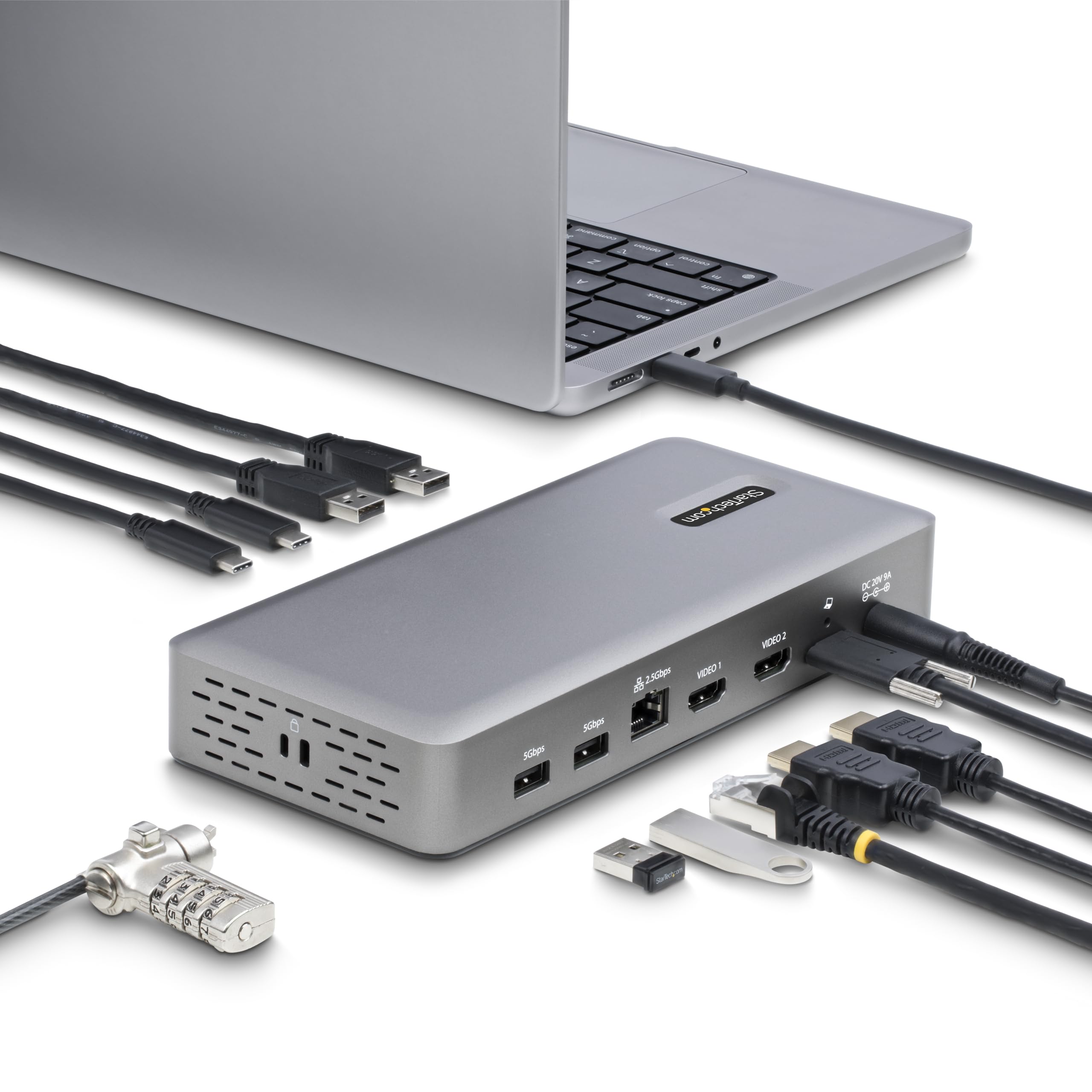 StarTech.com USB4 Docking Station, USB-C 40Gbps, Dual Video HDMI, Up to 2x 4K 60Hz, Multi-Monitor Dock, 6x USB, 2.5GbE, 100W PD