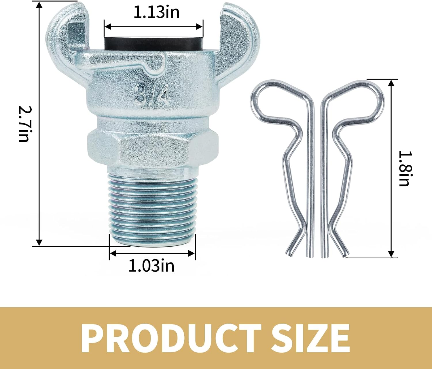 ChillWaves Iron Air Hose Fitting, 3/4" NPT Male 2 Lug Universal Coupling, Chicago Fitting(4-PACK)