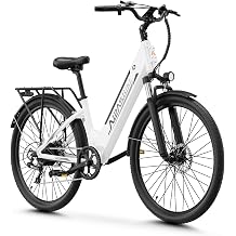 Aipas C1 Electric Bike for Adults, 1100W Peak Motor, 62-Mile Commuter Ebike | Step-Thru Design, 48V 12.8Ah Removable Battery, 26" All-Terrain Tires, Front Suspension Fork & Adjustable Handlebar