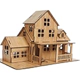 Wooden 3D Puzzles for Adults Log Cabin DIY Wood Miniature House Building Model Kits for Teens Little House 3D Assembly Puzzle Toys (Villa B)