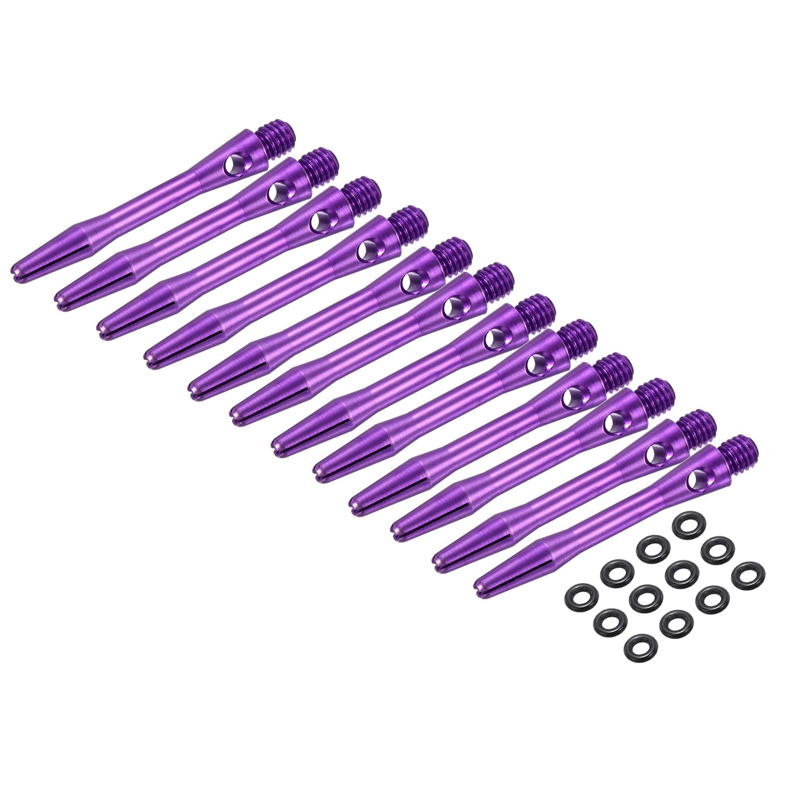PATIKIL Aluminum Dart Shafts 35mm, 12 Pack 2BA Thread Dart Stems Replacement Accessories with Rubber Rings for Steel Tip, Purple
