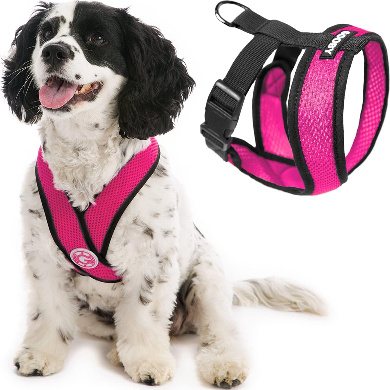Gooby Comfort X Head In Harness, Flamingo Pink, Small, No Pull Dog Harness, Patented Choke-Free X Frame