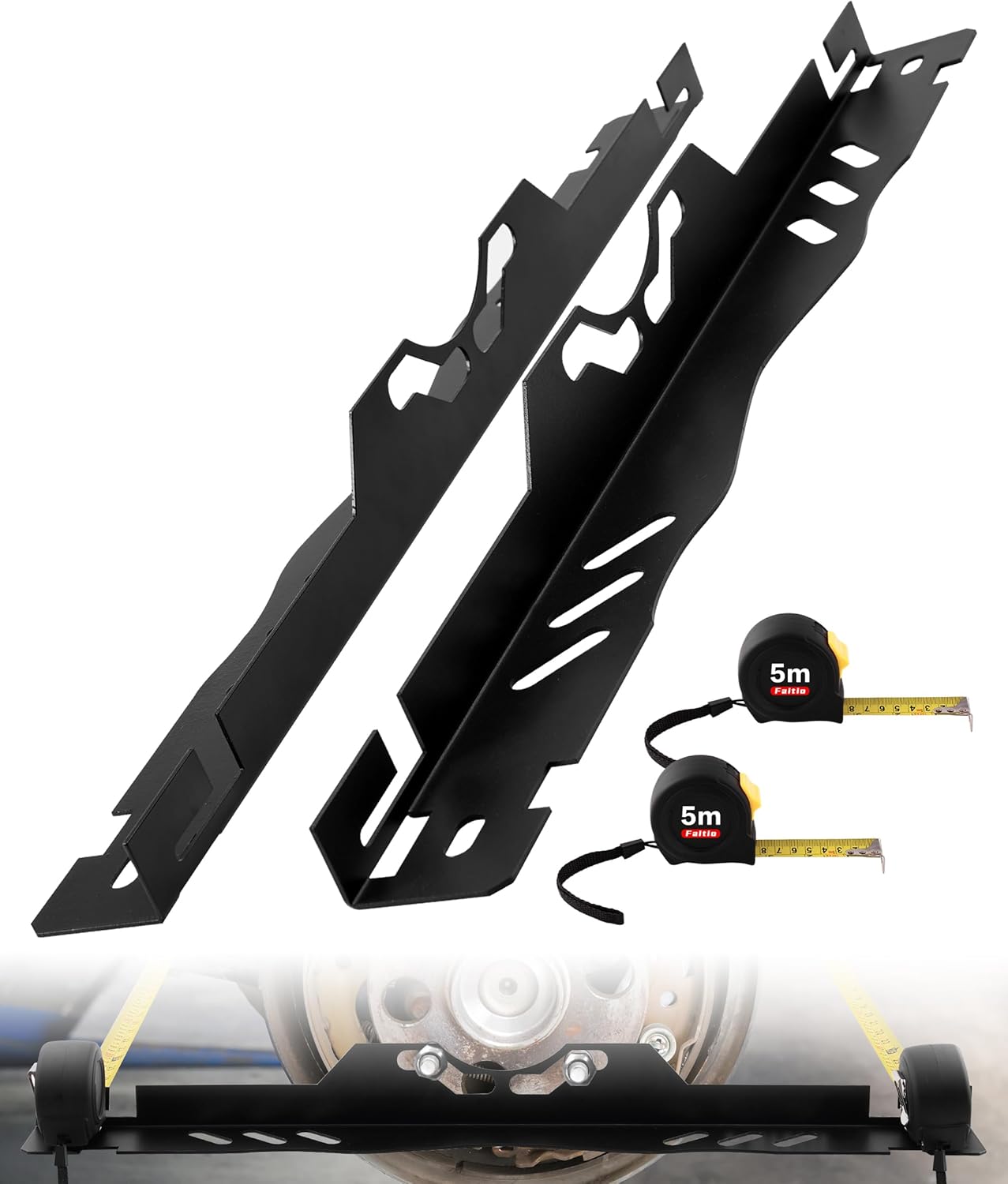 Upgraded Wheel Alignment Tool Kit, Toe Alignment Tool Plates with Extension Arms, Heavy Duty Front End Alignment Tool for Cars, Fast Precise DIY Toe Alignment at Home, Fits Lower Calipers, Silver