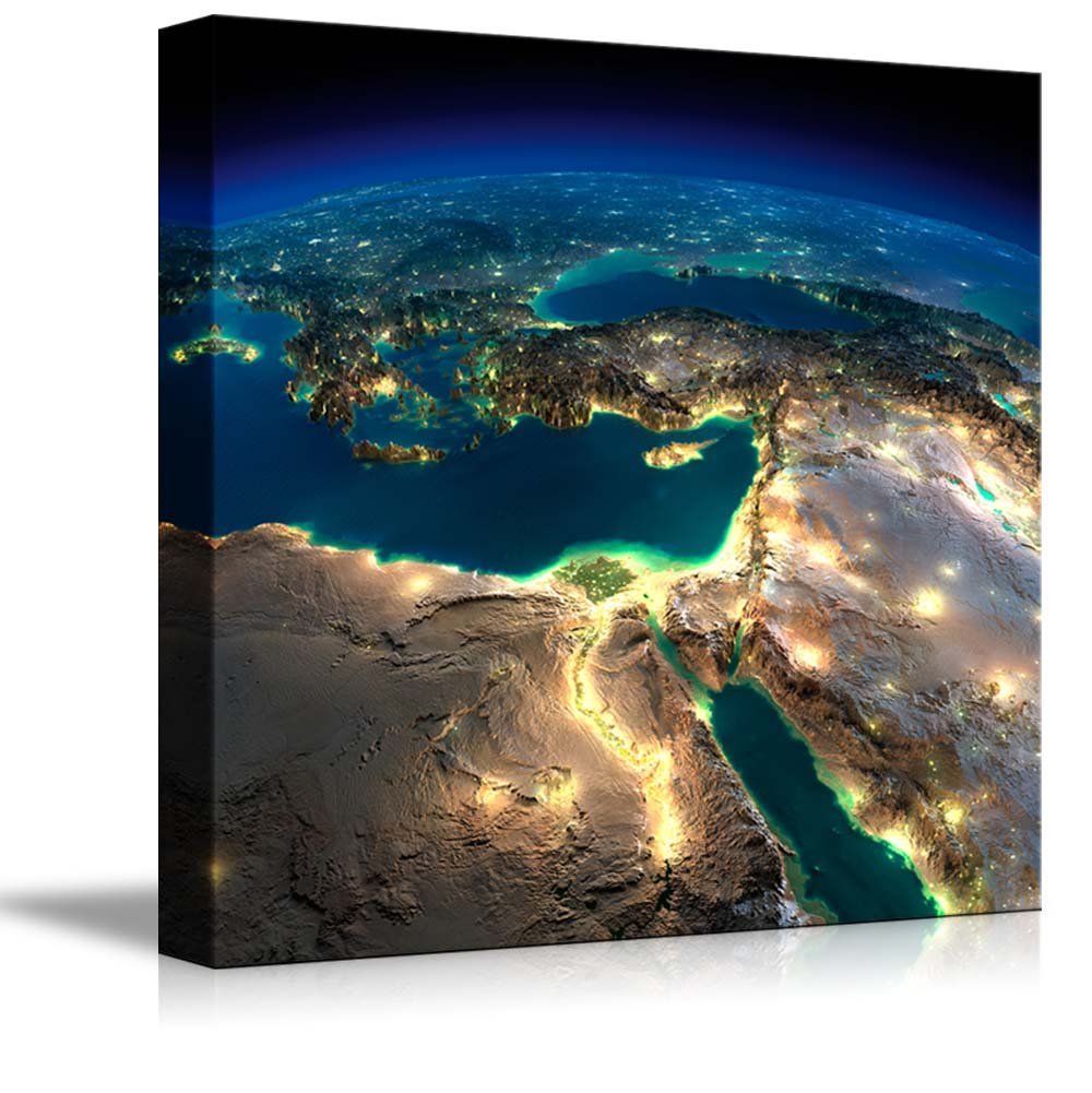 Amazon.com: wall26 Highly Detailed Earth Illuminated by Moonlight