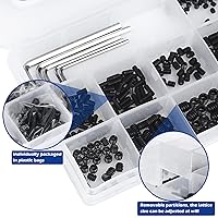 Vista 6 de Juego de 1000 piezas surtidas de tornillos métricos + SAE, juego de tornillos Allen de cabeza hexagonal interna con punta en copa, tornillos