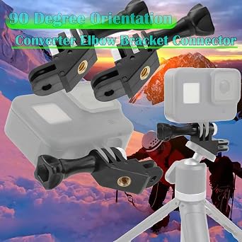 2-Pack Camera Screw Vertical Bracket Adapter, 90 Degree Orientation Converter Elbow Bracket Connector for GoPro Hero Series, Compatible with Insta360, SJCAM, DJI, Xiaomi Yi, Gitup