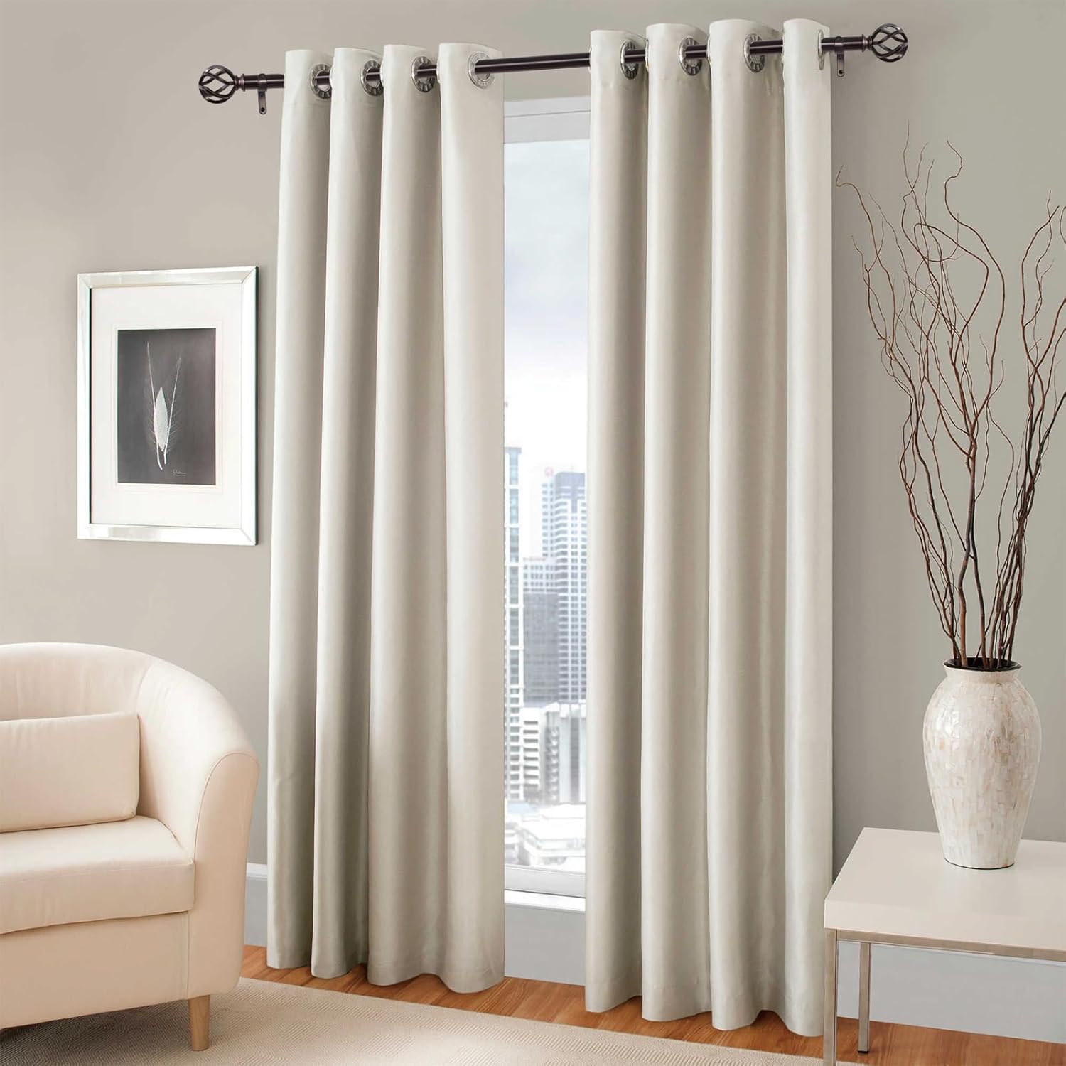 Curtain Rods 18 to 144 Inches, 1 Inch Modern Drapery Rods, Adjustable Heavy Duty Curtain Rod, with Twisted Cage Finial for Home & Office (18"-144"Dark Red)
