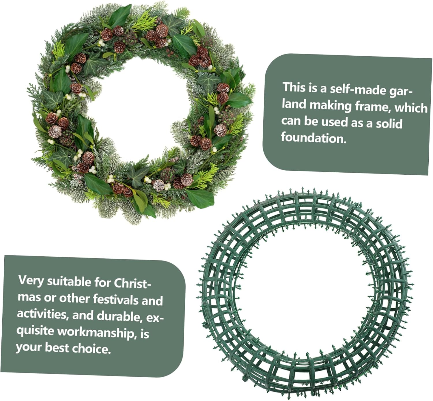 OUNONA 2 Pcs Round Wreath Hoops for Wreath Making Plastic Garland Frame for DIY Flower Arrangements for Home Decor and Event Decorations