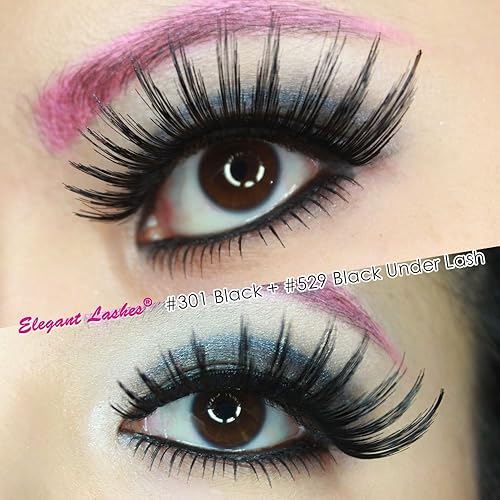 Miniatura 6 de Pestañas postizas negras #529 (paquete de docena profesional, 12 pares), cabello 100% humano extra corto debajo de las pestañas para pestañas