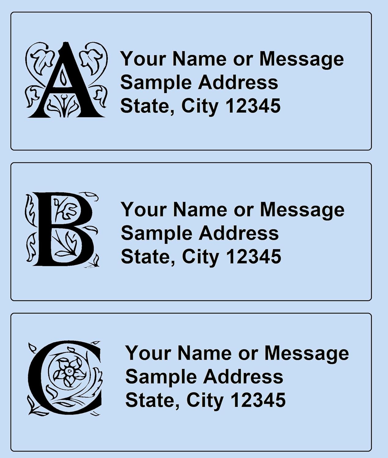 Personalized Return Address Labels with Initial Monogram - Custom Adhesive Return Address Label Stickers Peel and Stick (240 Address Labels, White Personalized Return Address Labels)