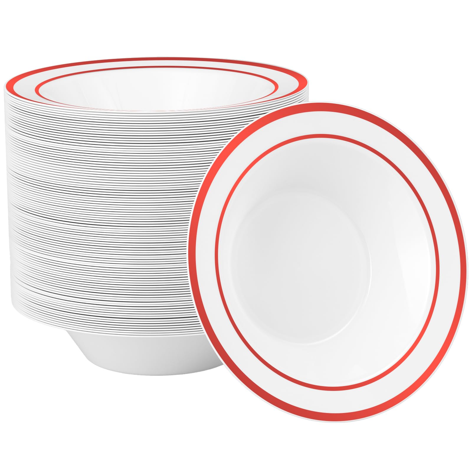 Goodluck Gold Rim Plastic Bowls - 25 Pack -11 Goodluck Gold Rim Plastic Bowls - 25 Pack -11