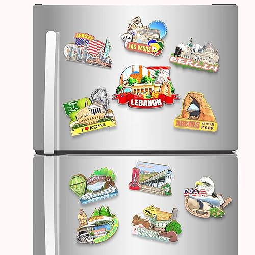 Miniatura 4 de Líbano - Imán para nevera de Oriente Medio con imán de madera 3D, monumentos de viaje, decoración coleccionable hecha a mano