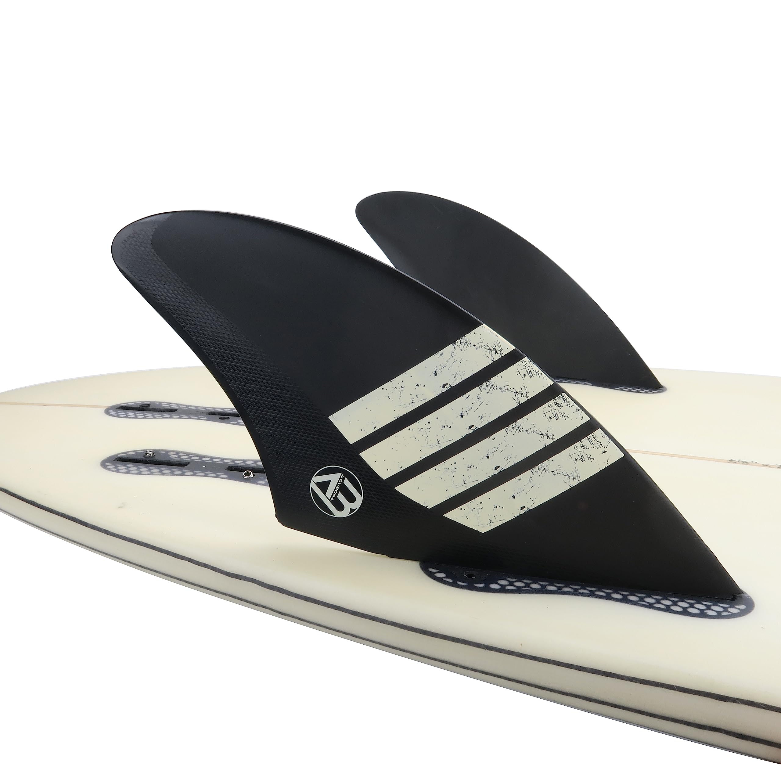 AQUBONA Surfboard Twin Keel Fins (2 Fins) Dual Tab Single Tab Sizes Nylon Plastic Fins for Longboard Surfboard Funboard (F2)
