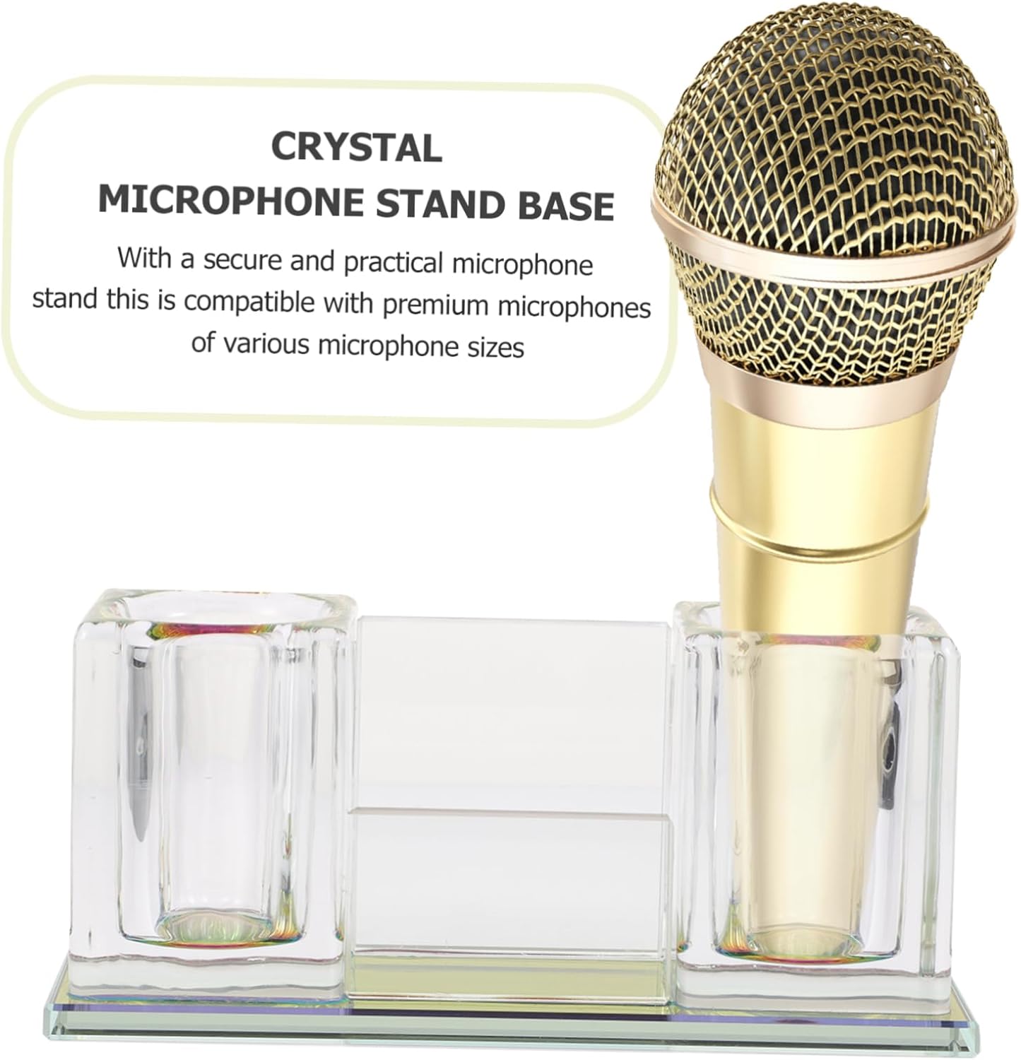 Acrylic Microphone Stand Holder 2-Slot Desktop Mic Stand for Wireless Microphones KTV Karaoke Compatible Sturdy Support for Office and Stage Use