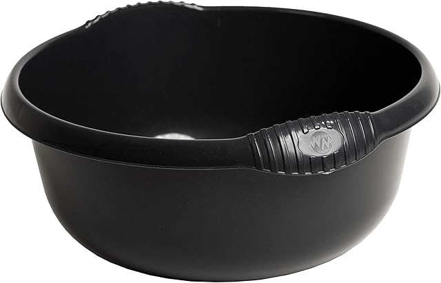 36cm Round Kitchen Washing Up Bowl Basin Mixing | Plastic Bowl (Midnight Black)