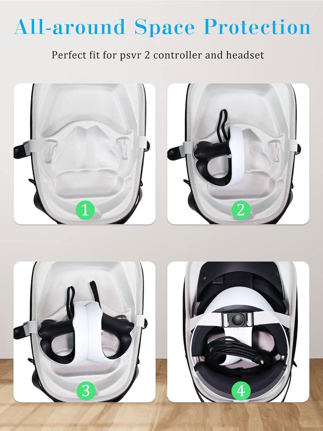 Psvr2 Case - Portable EVA Hard Carrying Case Compatible For Ps Vr2 - Play.station Vr2 Carry Case - Waterproof Dual Zippers, Protective Bag For Headset And Handle (Grey)