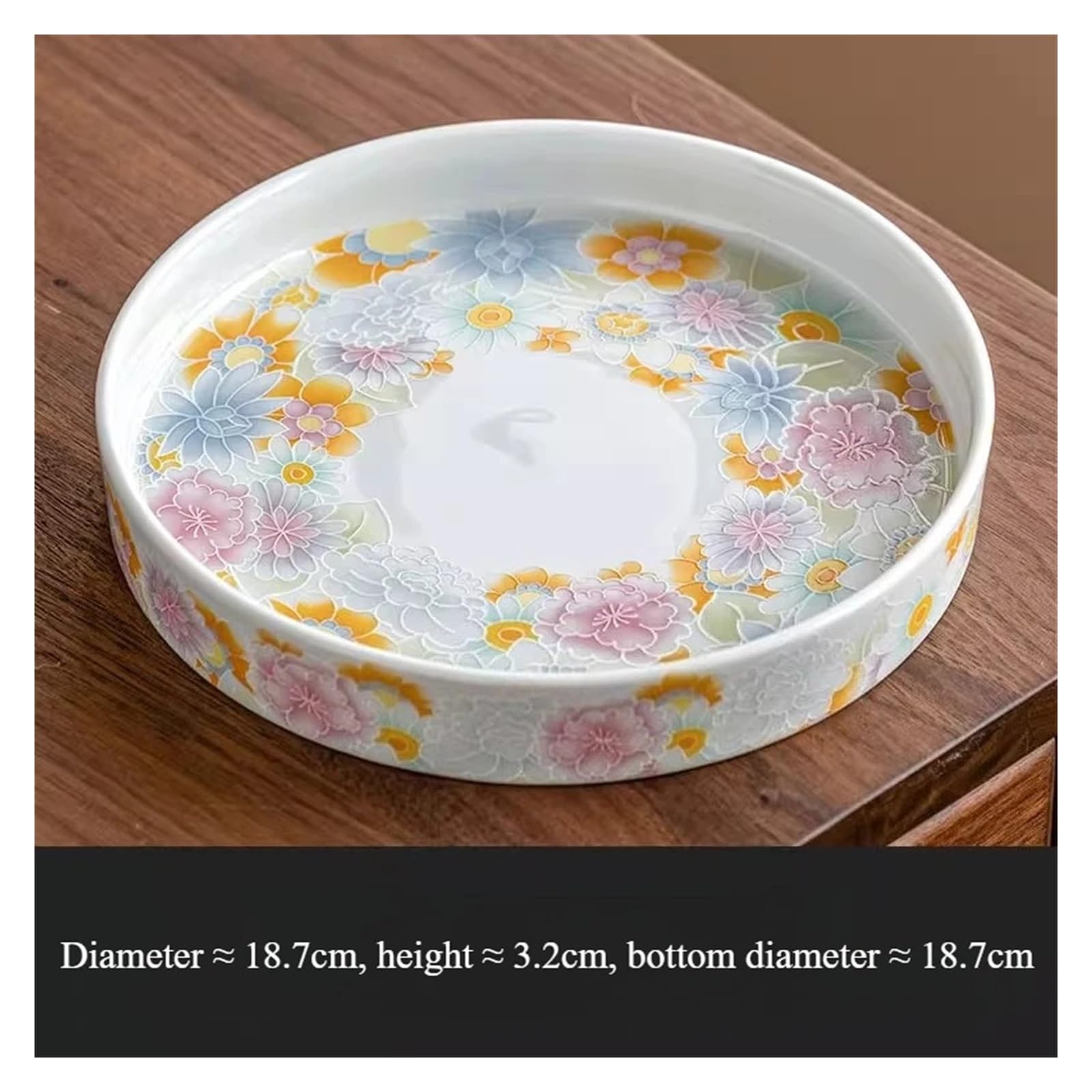 Vassoio per profumi Vassoio rotondo in ceramica antica smaltato con mille fiori e bolle secche, elegante for la casa, for il tè