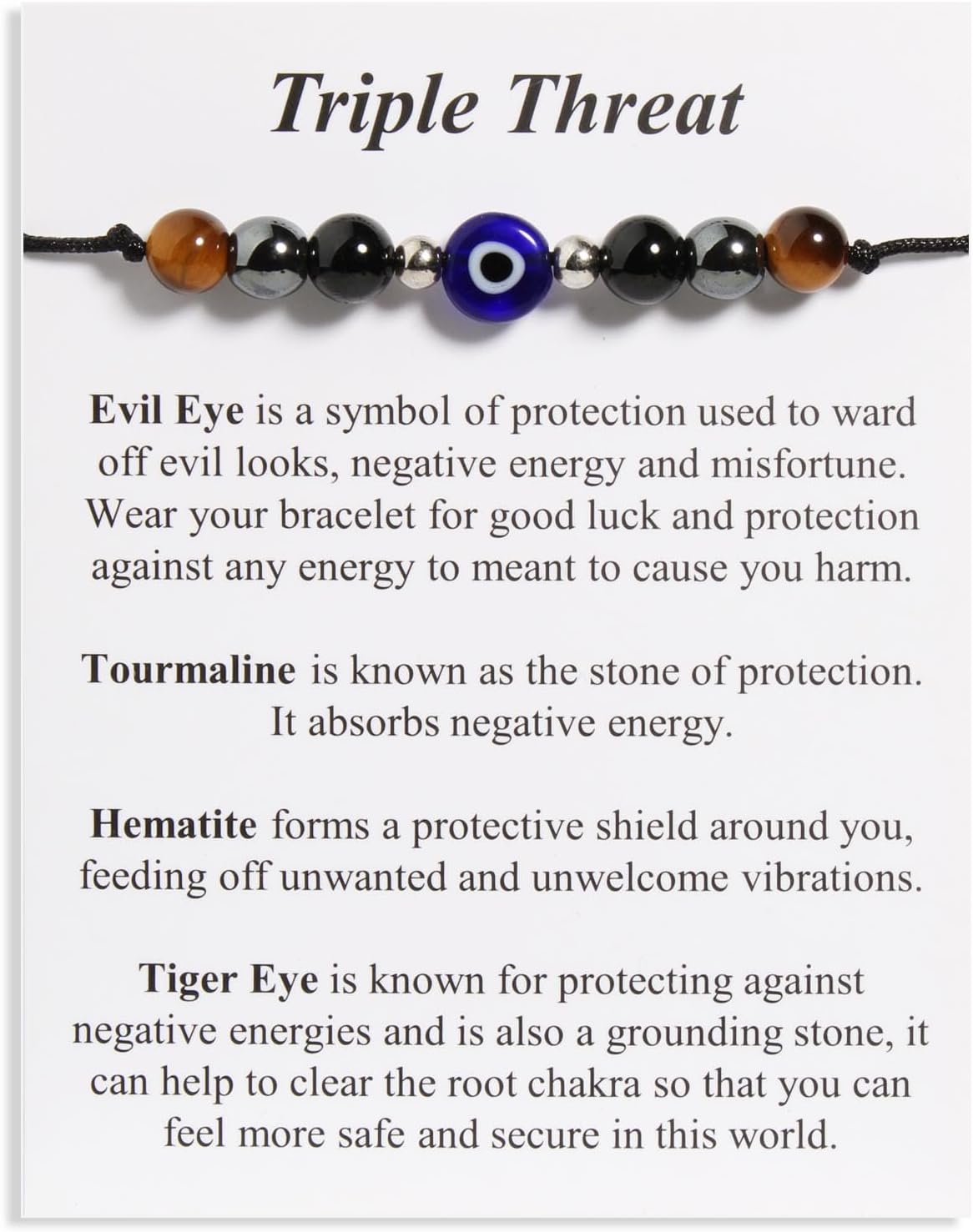 Triple Protection Bracelets Negative Energy Blocker, Black Tourmaline and Obsidian Bracelets for Women Men, Gifts for Him Her