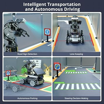 HIWONDER ROS2 Robot Car with OpenClaw Gemini ChatGPT Large AI Models 3D Vision SLAM Mapping 6DOF Robotic Arm Voice Control Programming Learning Robot Kit, ROSOrin Pro Advanced Kit Without Controller